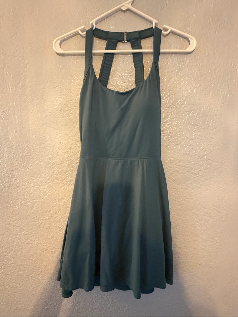 HALARA Teal Fit-and-Flare Halter Mini Dress